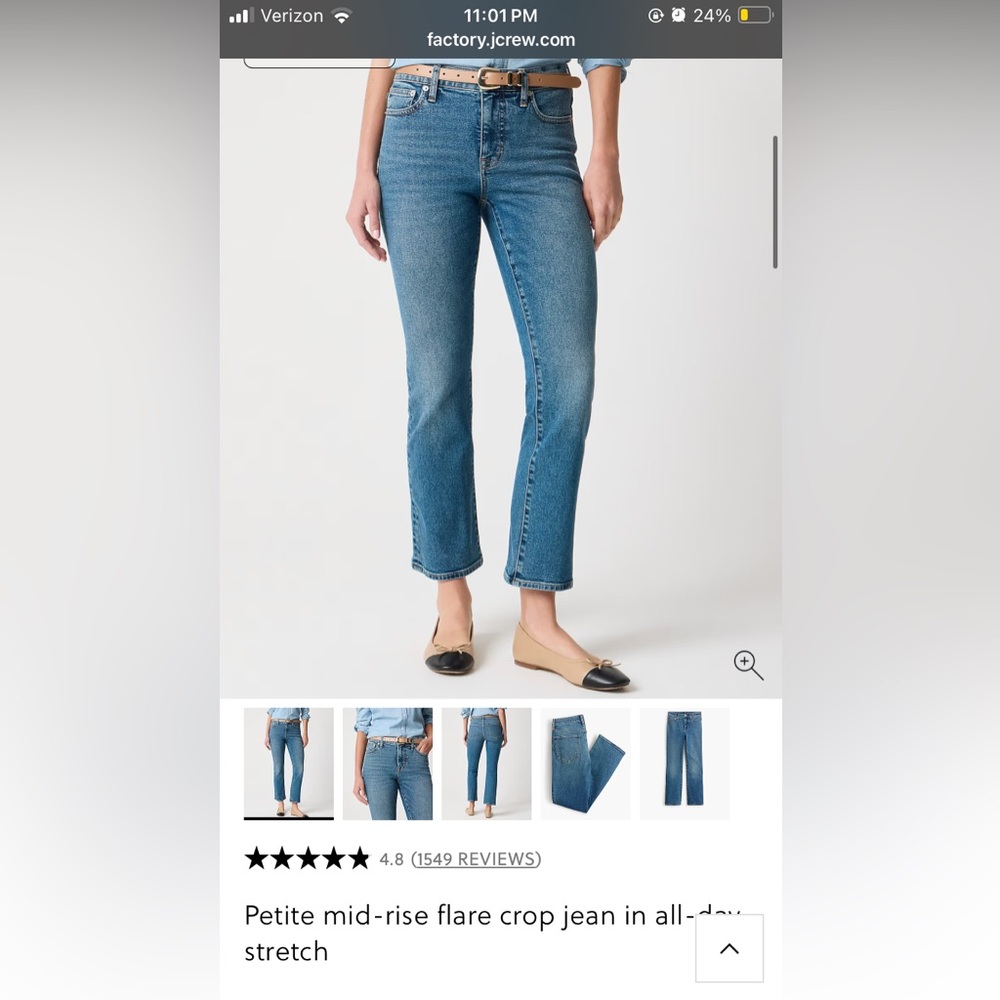 NWT J.Crew Factory Mid-Rise Flare Crop Jeans